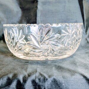 Vintage Crystal Bowl Pinwheel Pattern 8.5" tell by 3 inch high - some scratches